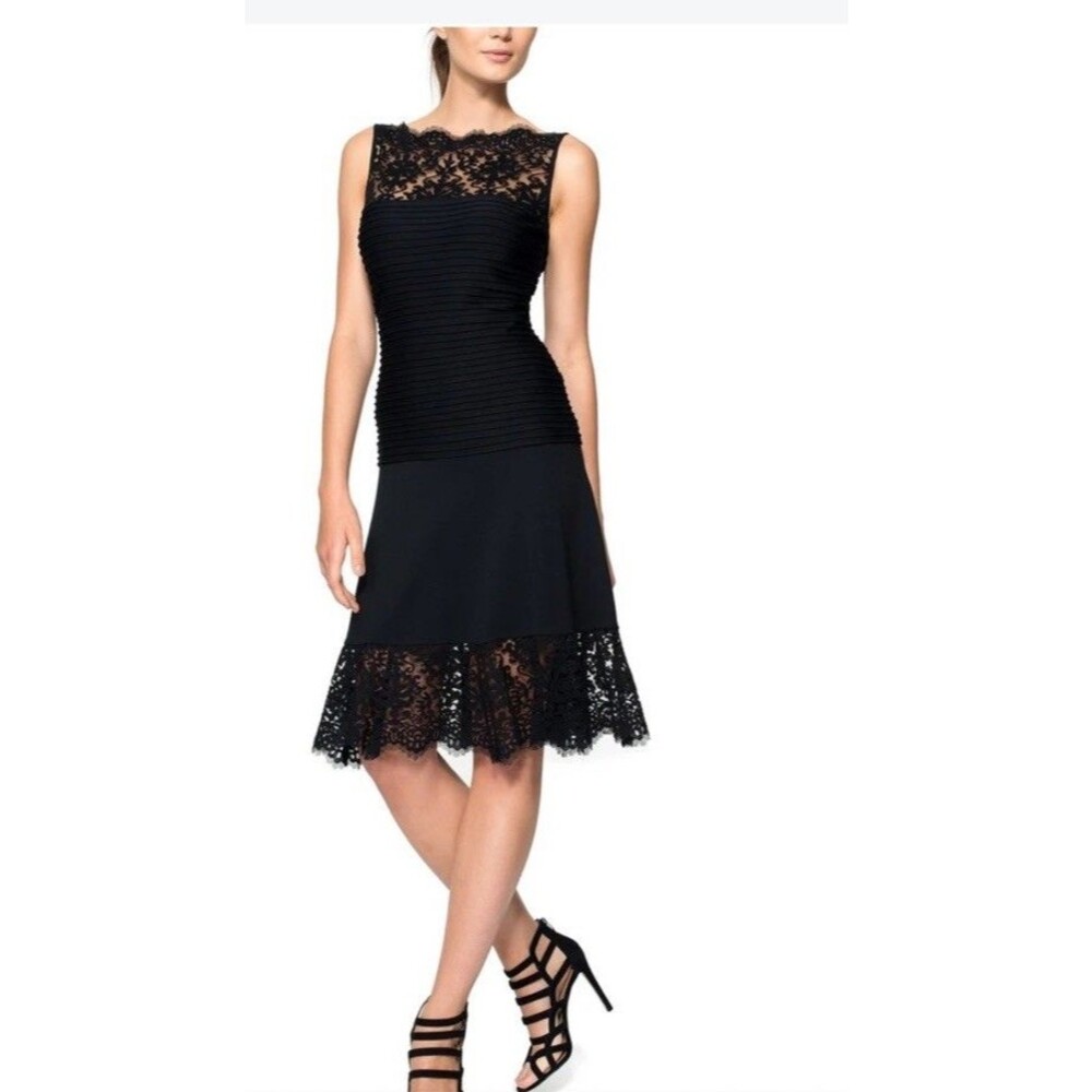 Tadashi shoji beautiful perfect condition Small Black Lace Lined